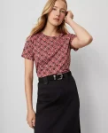 Ann Taylor Tops And Blouses|Weekend Collection Floral Crew Neck Tee French Pink Clay