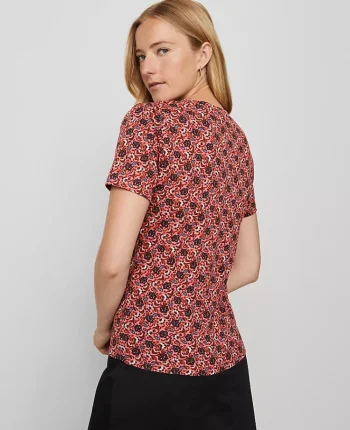Ann Taylor Tops And Blouses|Weekend Collection Floral Crew Neck Tee French Pink Clay