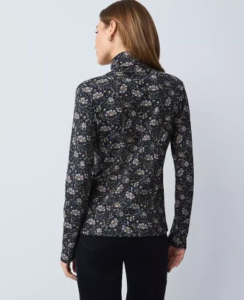 Ann Taylor Tops And Blouses|Weekend Tops|Weekend Collection Floral Turtleneck Top Night Sky