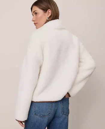 Ann Taylor Tops And Blouses|Weekend Tops|Weekend Collection Half-Zip Sherpa Pullover Winter White