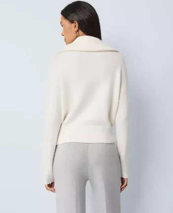 Ann Taylor Sweaters|All Sweaters|Weekend Collection Half-Zip Sweater Winter White