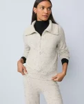 Ann Taylor Sweaters|All Sweaters|Weekend Collection Half-Zip Sweater Speckled Grey Heather