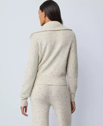 Ann Taylor Sweaters|All Sweaters|Weekend Collection Half-Zip Sweater Speckled Grey Heather