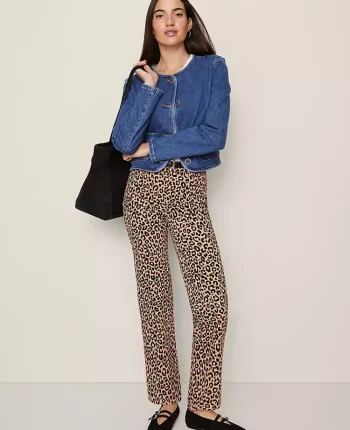Ann Taylor Pants|Weekend Collection High Rise Corduroy Pant In Animal Print Cafe Au Lait