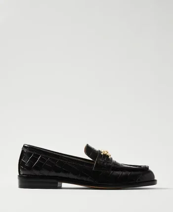 Ann Taylor Weekend Shoes|Weekend Shoes|Weekend Collection Horsebit Croco Loafers Black