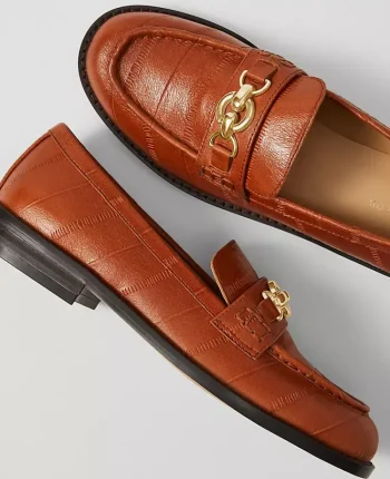 Ann Taylor Weekend Shoes|Weekend Shoes|Weekend Collection Horsebit Leather Loafer Saddle Brown