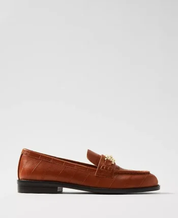 Ann Taylor Weekend Shoes|Weekend Shoes|Weekend Collection Horsebit Leather Loafer Saddle Brown