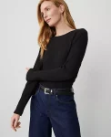 Ann Taylor Tops And Blouses|Weekend Tops|Weekend Collection Long Sleeve Crew Neck Top Black