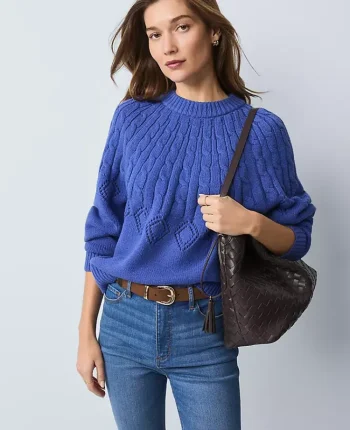 Ann Taylor Sweaters|All Sweaters|Weekend Collection Mixed Stitch Sweater Electric Periwinkle