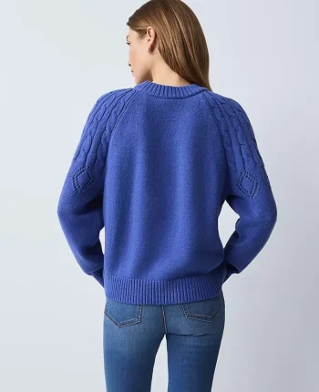 Ann Taylor Sweaters|All Sweaters|Weekend Collection Mixed Stitch Sweater Electric Periwinkle