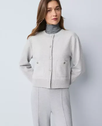 Ann Taylor Tops And Blouses|Weekend Tops|Weekend Collection Patch Pocket Jacket Medium Light Heather Grey