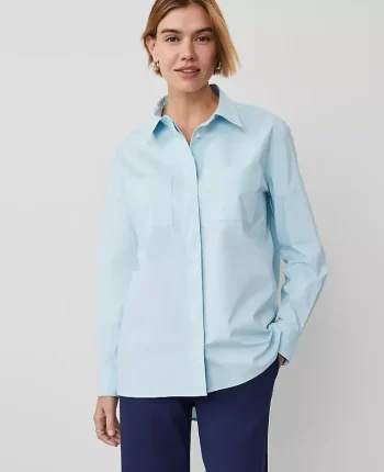 Ann Taylor Tops And Blouses|Weekend Collection Pocket Tunic Shirt Nordic Sky Blue