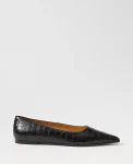 Ann Taylor Weekend Shoes|Weekend Shoes|Weekend Collection Pointy Toe Croco Ballet Flat Black