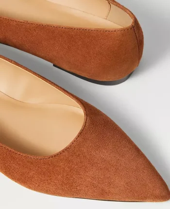 Ann Taylor Weekend Shoes|Weekend Shoes|Weekend Collection Pointy Toe Suede Ballet Flat Spice Brown