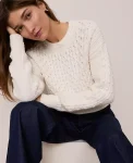 Ann Taylor Sweaters|All Sweaters|Weekend Collection Popcorn-Stitch Cable Sweater Winter White