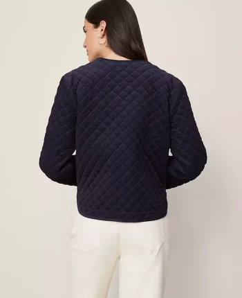 Ann Taylor Jackets And Blazers|Weekend Collection Quilted Jacket Night Sky