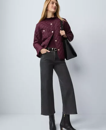 Ann Taylor Weekend Jackets|Weekend Collection Quilted Jacket Poised Plum