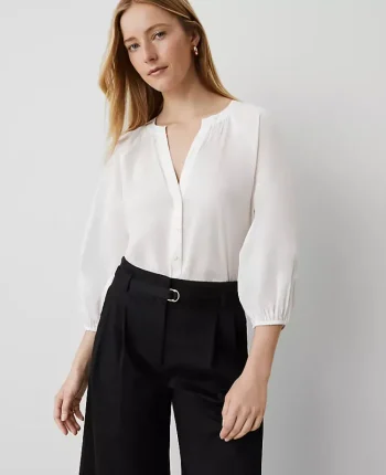 Ann Taylor Tops And Blouses|Weekend Tops|Weekend Collection Raglan Popover White