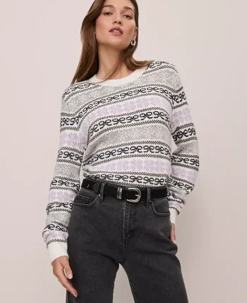 Ann Taylor Sweaters|All Sweaters|Weekend Collection Relaxed Fair Isle Sweater Lavender Frost