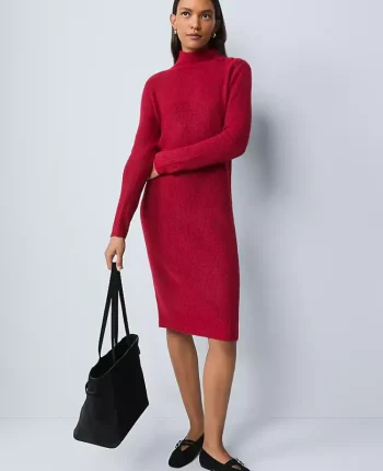 Ann Taylor Dresses|Sweaters|Weekend Collection Ribbed Button Sweater Dress Jewel Red