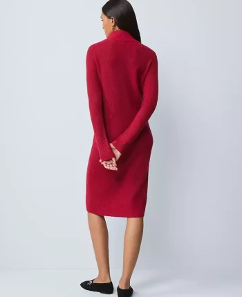 Ann Taylor Dresses|Sweaters|Weekend Collection Ribbed Button Sweater Dress Jewel Red