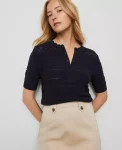 Ann Taylor Sweaters|All Sweaters|Weekend Collection Scalloped Henley Sweater Night Sky