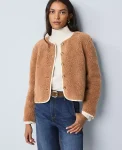 Ann Taylor Weekend Jackets|Jackets And Blazers|Weekend Collection Sherpa Crew Neck Jacket Flower Pot