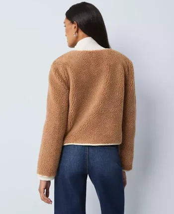 Ann Taylor Weekend Jackets|Jackets And Blazers|Weekend Collection Sherpa Crew Neck Jacket Flower Pot