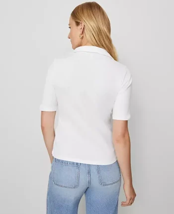 Ann Taylor Tops And Blouses|Weekend Collection Split Neck Polo Top White