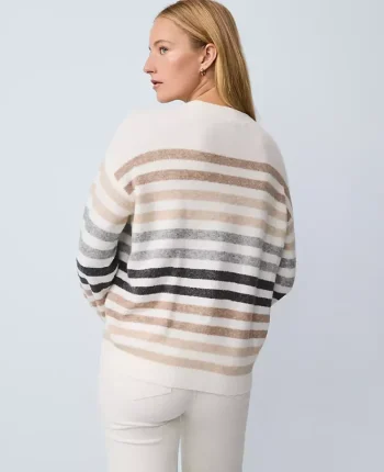 Ann Taylor Sweaters|All Sweaters|Weekend Collection Striped Raglan Sweater Winter White