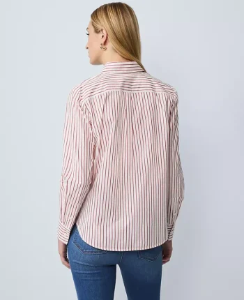 Ann Taylor Tops And Blouses|Weekend Tops|Weekend Collection Striped Relaxed Perfect Shirt Jewel Red