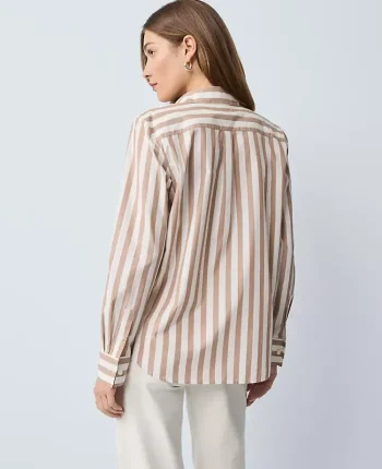 Ann Taylor Tops And Blouses|Weekend Tops|Weekend Collection Striped Relaxed Perfect Shirt Portabella