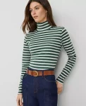 Ann Taylor Tops And Blouses|Weekend Tops|Weekend Collection Striped Turtleneck Top Dried Cilantro