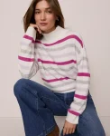 Ann Taylor Sweaters|All Sweaters|Weekend Collection Striped Turtleneck Sweater Dahlia Mauve