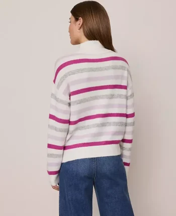 Ann Taylor Sweaters|All Sweaters|Weekend Collection Striped Turtleneck Sweater Dahlia Mauve