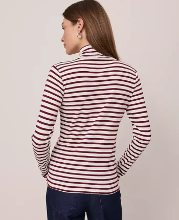 Ann Taylor Tops And Blouses|Weekend Tops|Weekend Collection Striped Turtleneck Top Cherry Pie