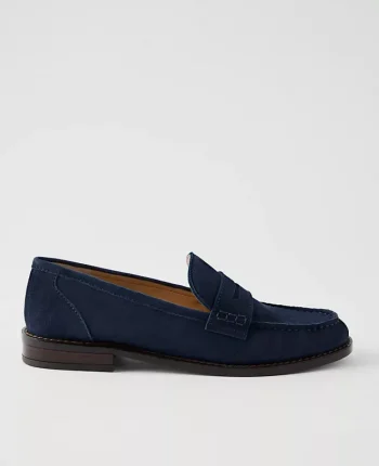 Ann Taylor Weekend Shoes|Weekend Shoes|Weekend Collection Suede Penny Loafer Night Sky