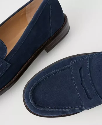 Ann Taylor Weekend Shoes|Weekend Shoes|Weekend Collection Suede Penny Loafer Night Sky