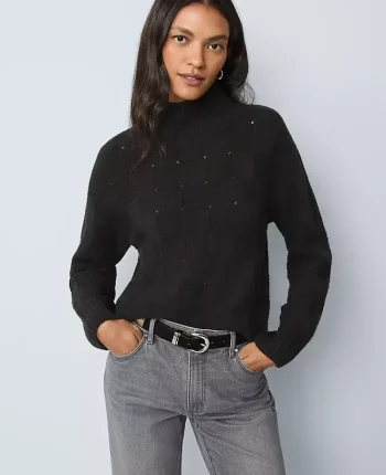 Ann Taylor Sweaters|All Sweaters|Weekend Collection Textured Turtleneck Sweater Black