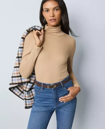Ann Taylor Tops And Blouses|Weekend Tops|Weekend Collection Turtleneck Top Cafe Au Lait