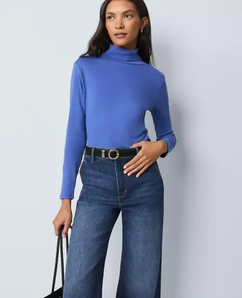 Ann Taylor Tops And Blouses|Weekend Tops|Weekend Collection Turtleneck Top Electric Periwinkle