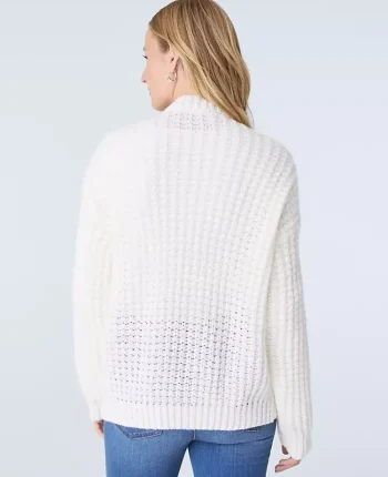 Ann Taylor Sweaters|All Sweaters|Weekend Collection Waffle Knit Cardigan Winter White