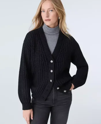 Ann Taylor Sweaters|All Sweaters|Weekend Collection Waffle Knit Cardigan Black