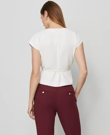 Ann Taylor Tops And Blouses|Wrap Tie Waist Blouse Winter White