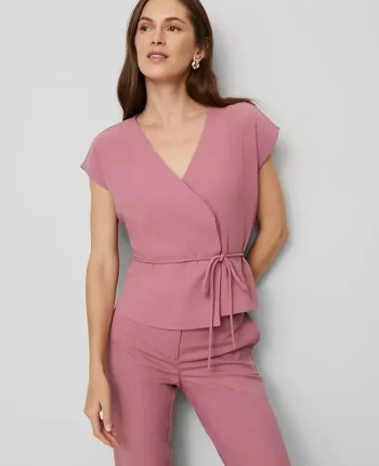 Ann Taylor Tops And Blouses|Wrap Tie Waist Blouse Smokey Rose